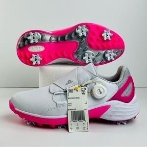 ADIDAS Women's ZG 21 BOA  ⛳  Golf Shoe White/Pink Ladies Size 6.5 - FW5635